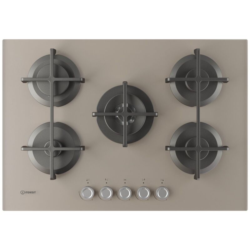 foto del prodotto ing 72t td 1 piano gas vetro tortora 75cm 5 fuochi bruciatore doppia corona griglie in ghisa lavabili in lavastoviglie. colore del prodotto beige,