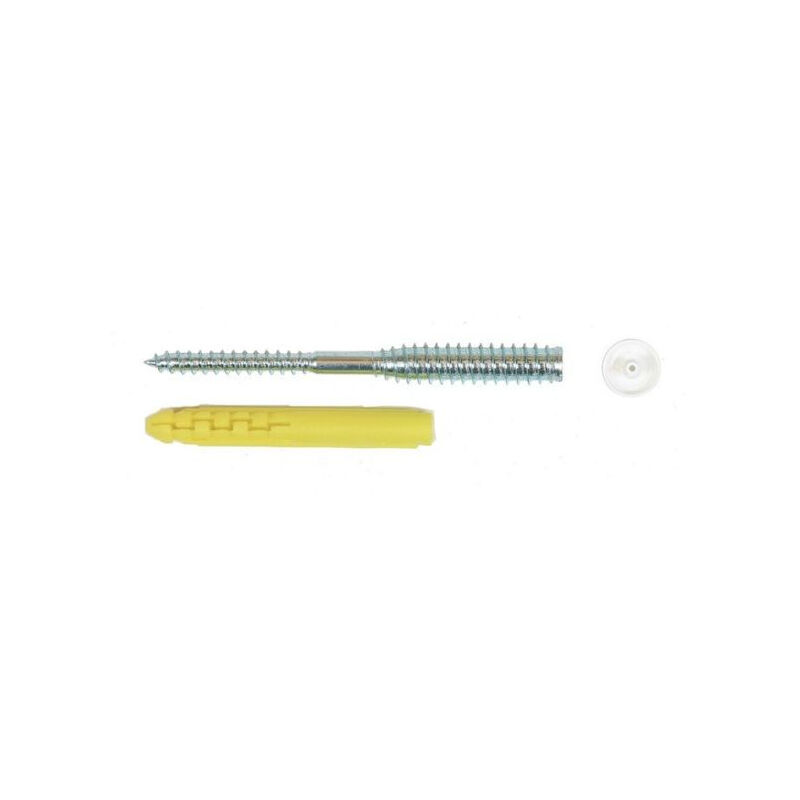 foto del prodotto ing fixations scatola 100 viti a testa cilindrica in pvc 6x120 fissi ing filetto 45 mm tappi bianchi a430170