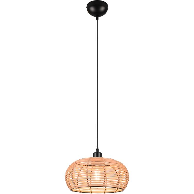 foto del prodotto inga sospensione reticolo rattan naturale e montatura nera d. 30cm 1 luce attacco e27