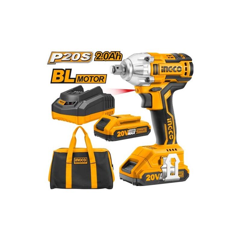 foto del prodotto ingco avvitatore a impulsi 300nm con 2 batterie borsa 1 2 ciwli2001