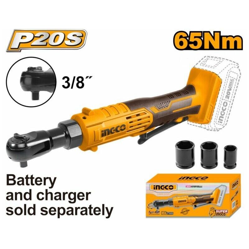 foto del prodotto ingco chiave a cricchetto a batteria 20v da 3 8 coppia 65 nm nudo no batteria