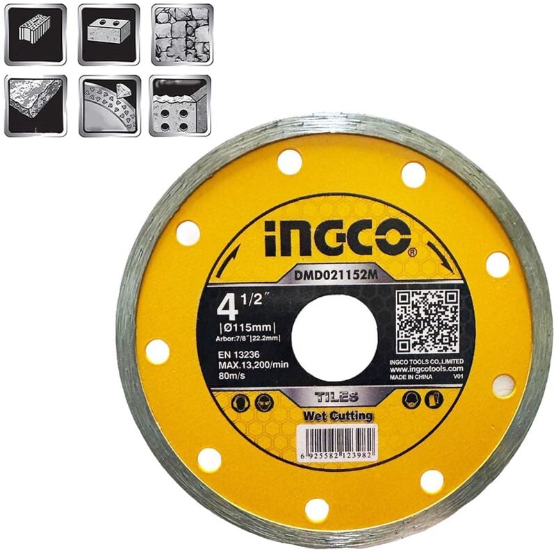 foto del prodotto ingco dmd021152m disco diamantato 115 mm acorona continua a umido 1 pz