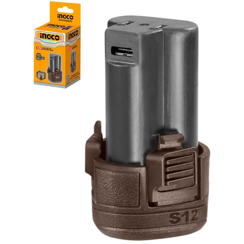 foto del prodotto ingco fbli12153e batteria 12 v 1,5 ah per elettroutensili a batteria 12 v connessione usb c