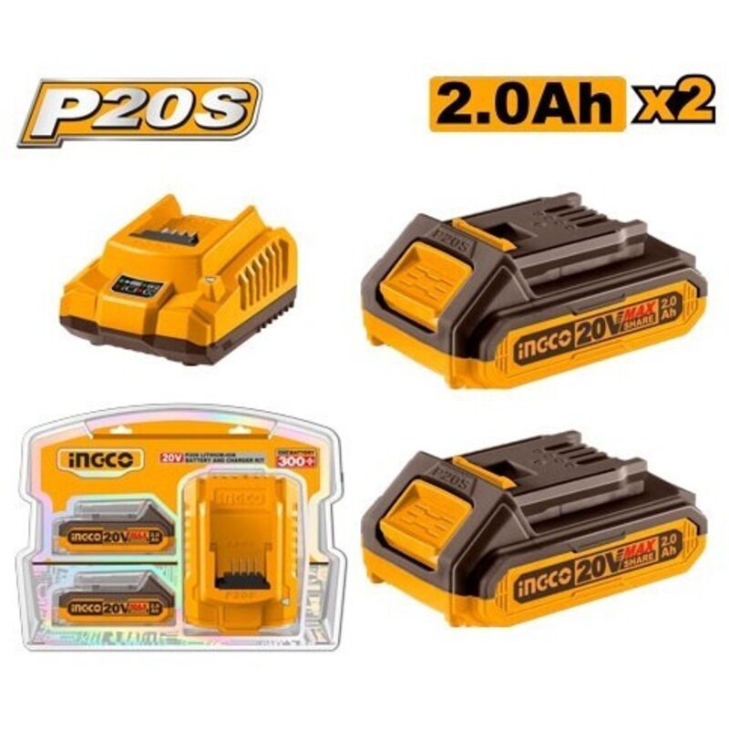 foto del prodotto ingco kit 2 batterie 2ah caricabatteria