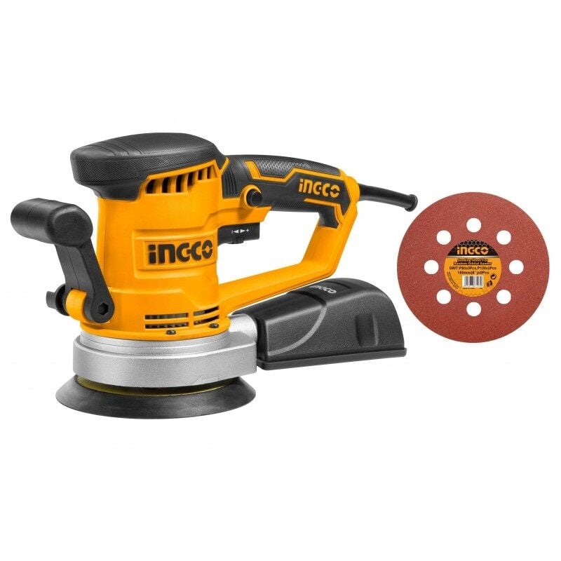 foto del prodotto ingco levigatrice rotorbitale 450w industrial 5 dischi carta abrasiva