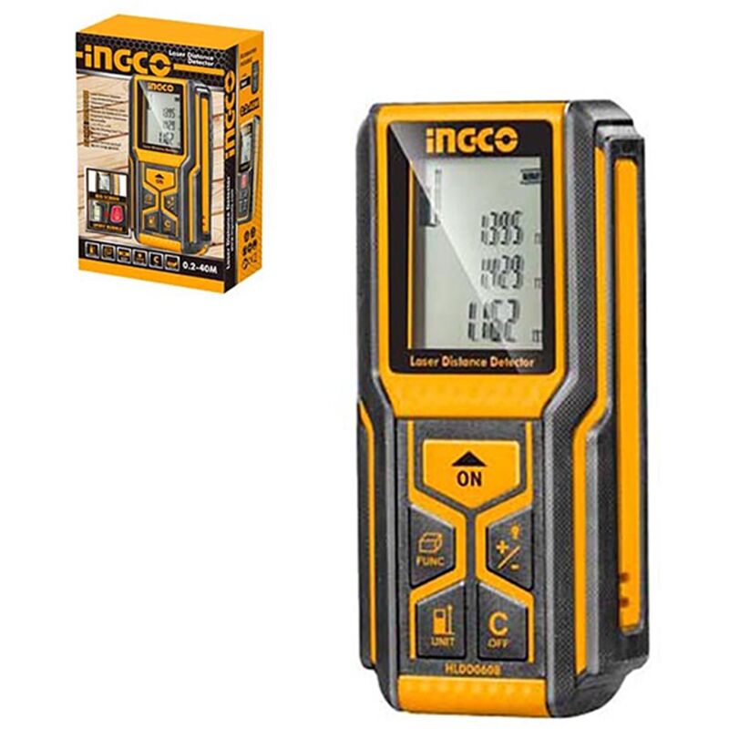 foto del prodotto ingco metro laser 60 mt lcd misuratore digitale distanza area volume altezza hldd0608