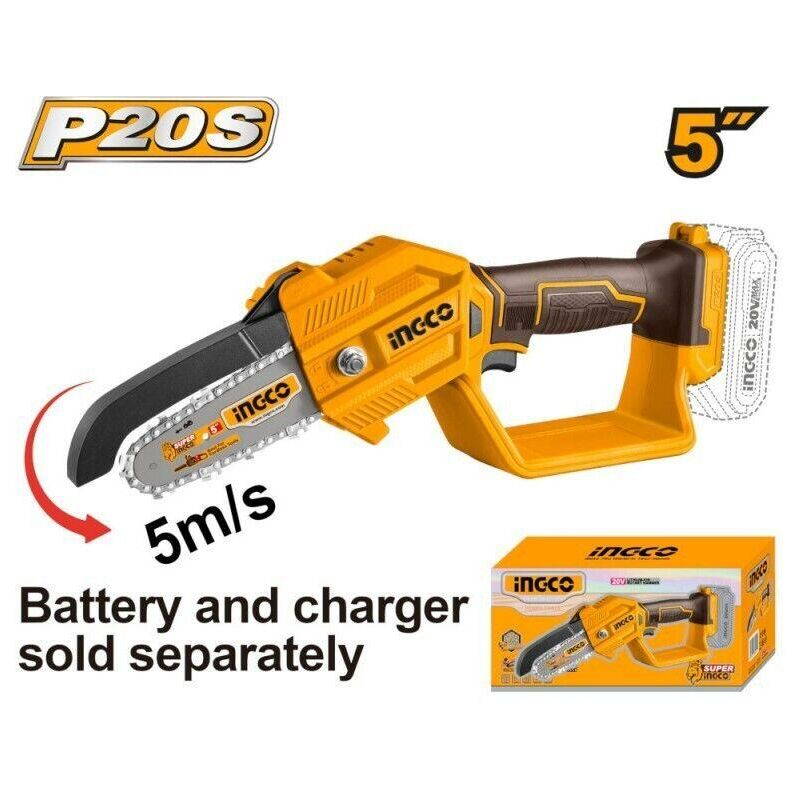 foto del prodotto ingco mini motosega batteria elettrosega nuda solo corpo macchina barra 5 13 cm