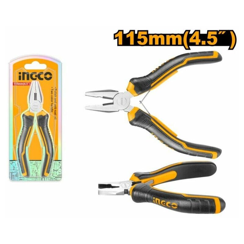 foto del prodotto ingco pinza combinata cr v con manico ergonomico antiscivolo da 115 mm. 4,5