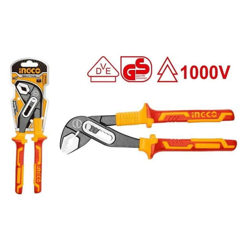 foto del prodotto ingco pinza regolabile pappagallo giratubi elettricisti isolata 1000v da 250 mm