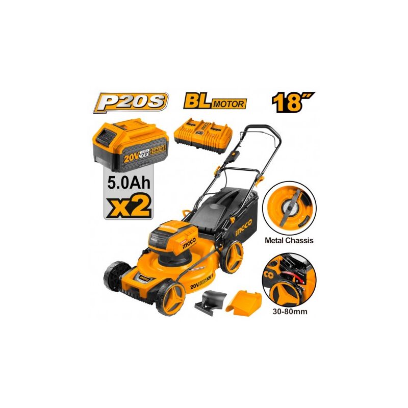 foto del prodotto ingco rasaerba a batteria 40v 2 batterie caricabatterie