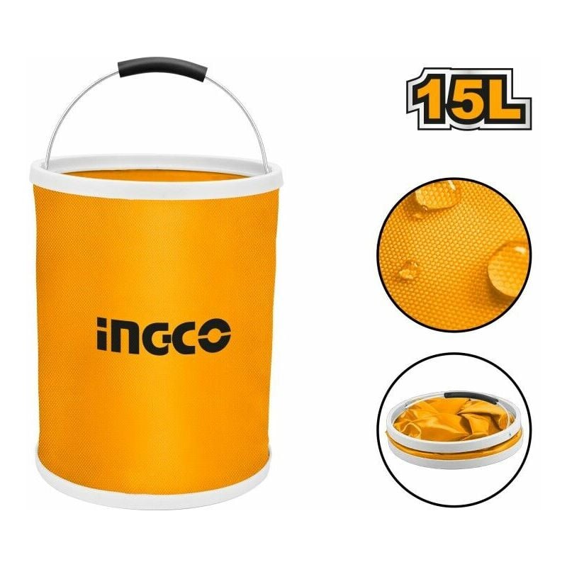 foto del prodotto ingco secchio richiudibile pieghevole silicone 15l con gancio manico contenitore