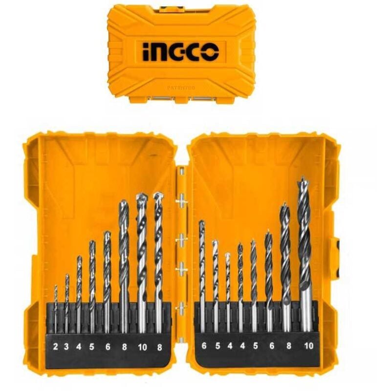 foto del prodotto ingco set 16 punte trapano per muratura legno e metallo akdl11601
