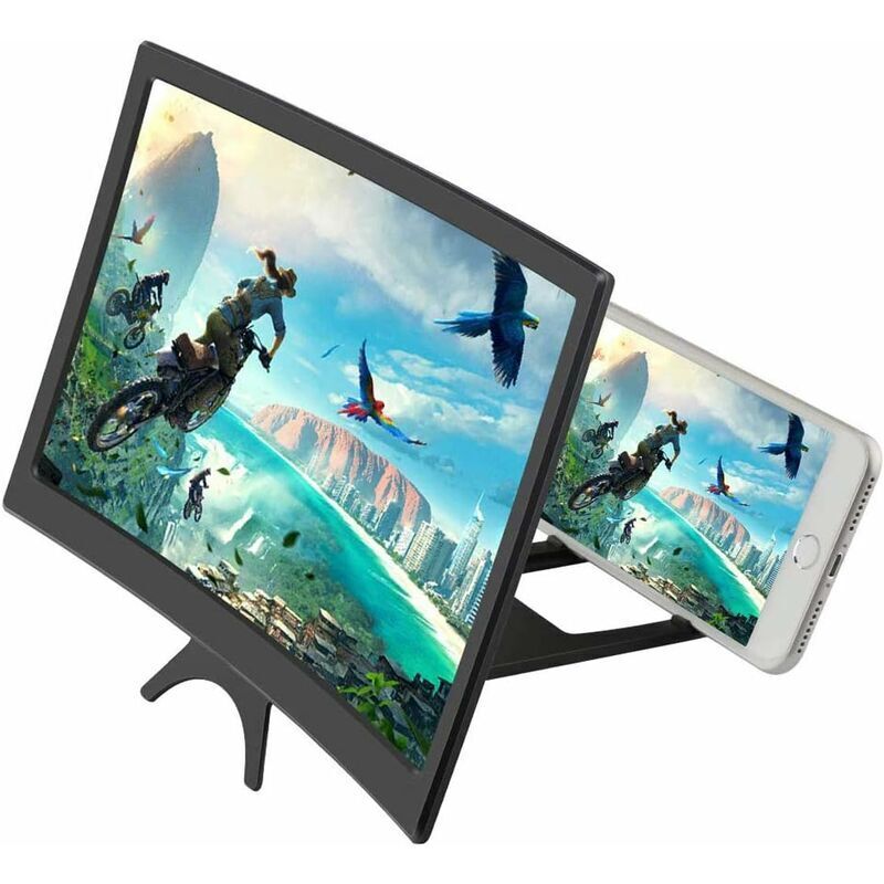 foto del prodotto ingranditore dello schermo del telefono, amplificatore dello schermo 3d pieghevole da 12 per smartphone, zoom 3 4 volte con superficie curva,