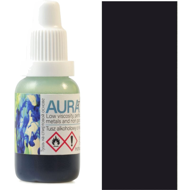 foto del prodotto ink inchiostro alcolico rinascimentale per vetro, metallo, ceramica 15ml 190 nero aura