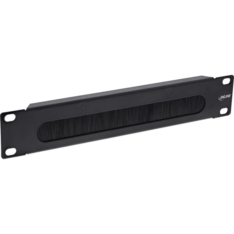 foto del prodotto inline 19109g piastra passacavo da 10 , con spazzola, 1u, ral 9005, colore nero