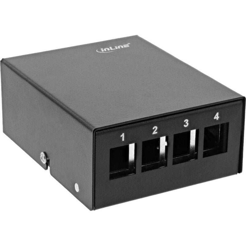foto del prodotto inline scatola patch per 4 x keystone rj45, metallo, nero ral9005