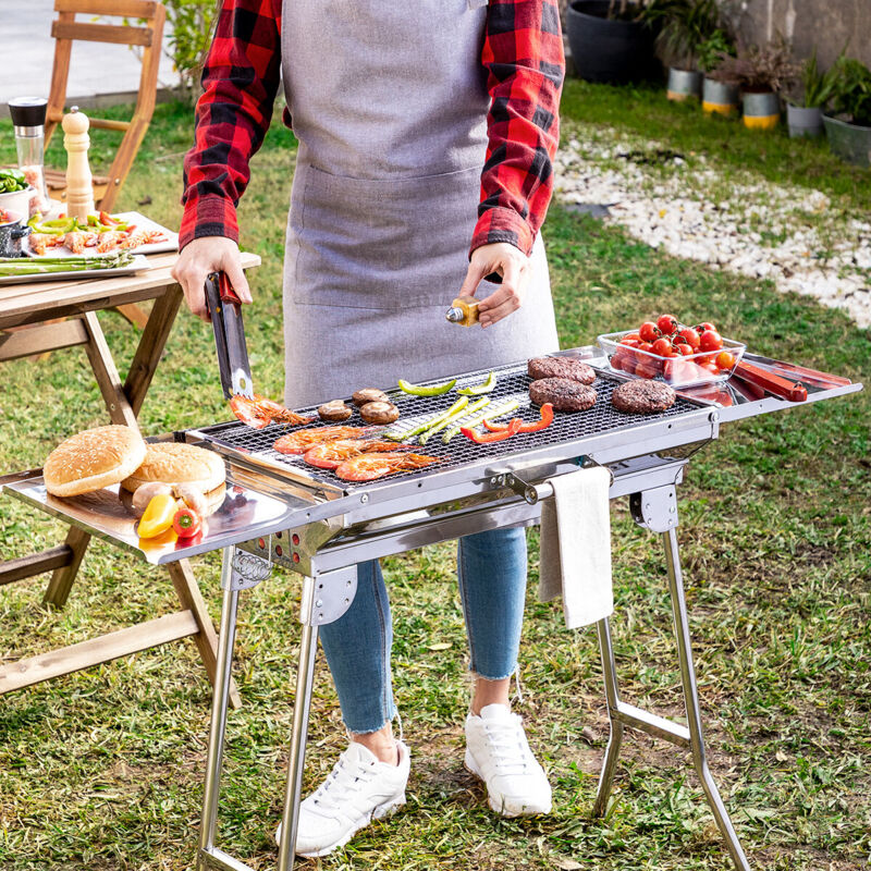 foto del prodotto innovagoods barbecue pieghevole in acciaio inossidabile a carbone exelq