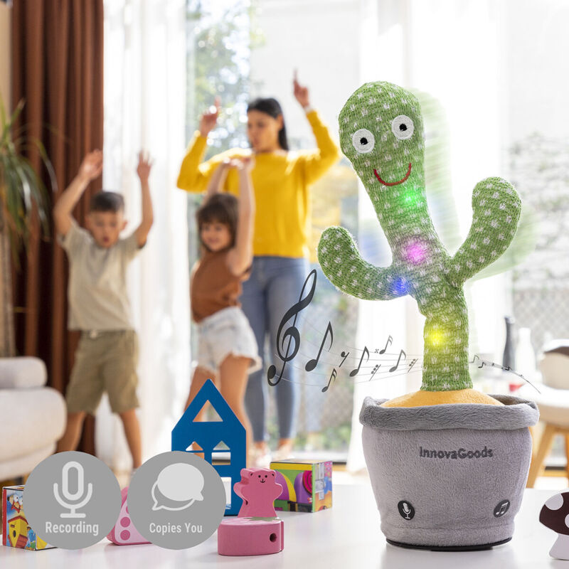 foto del prodotto innovagoods cactus danzante e parlante ricaricabile con musica e led multicolor cacxi