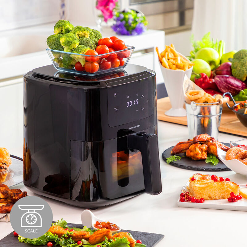 foto del prodotto innovagoods friggitrice ad aria con bilancia fryinn balance 5000 nero 1500 w 5 l acciaio inossidabile
