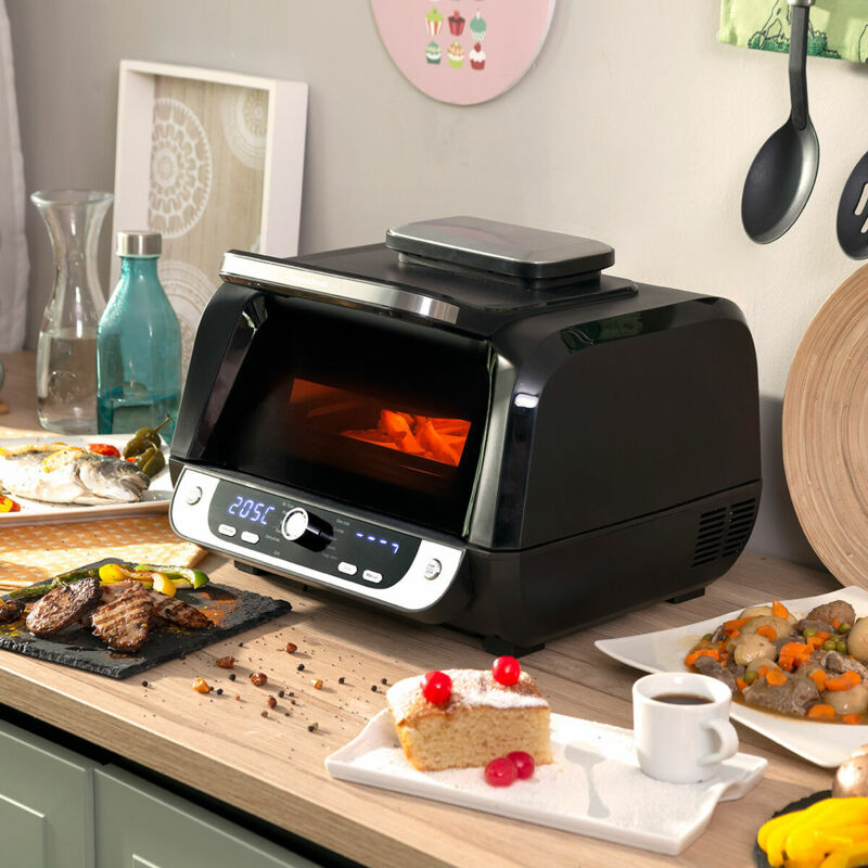foto del prodotto innovagoods friggitrice ad aria con grill, accessori e ricettario fryinn 12 in 1 6000 nero acciaio 3400 w 6 l