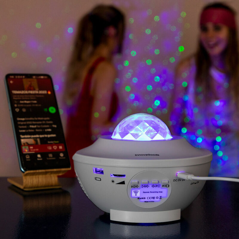 foto del prodotto innovagoods proiettore di stelle led con altoparlante sedlay