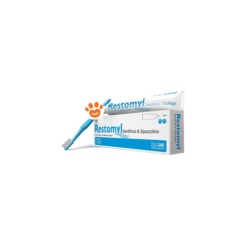 foto del prodotto innovet dog e cat restomyl dentifricio e spazzolino dog e cat restomyl dentifricio e spazzolino confezione con solo dentifricio 50 ml