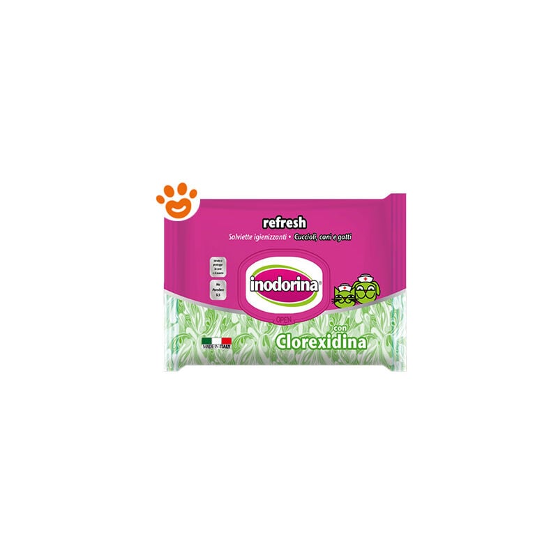 foto del prodotto inodorina - dog/cat refresh clorexidina dog/cat refresh clorexidina - 40 salviette