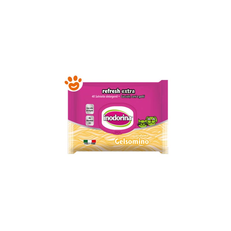 foto del prodotto inodorina dog cat refresh extra gelsomino dog cat refresh extra gelsomino 40 salviette
