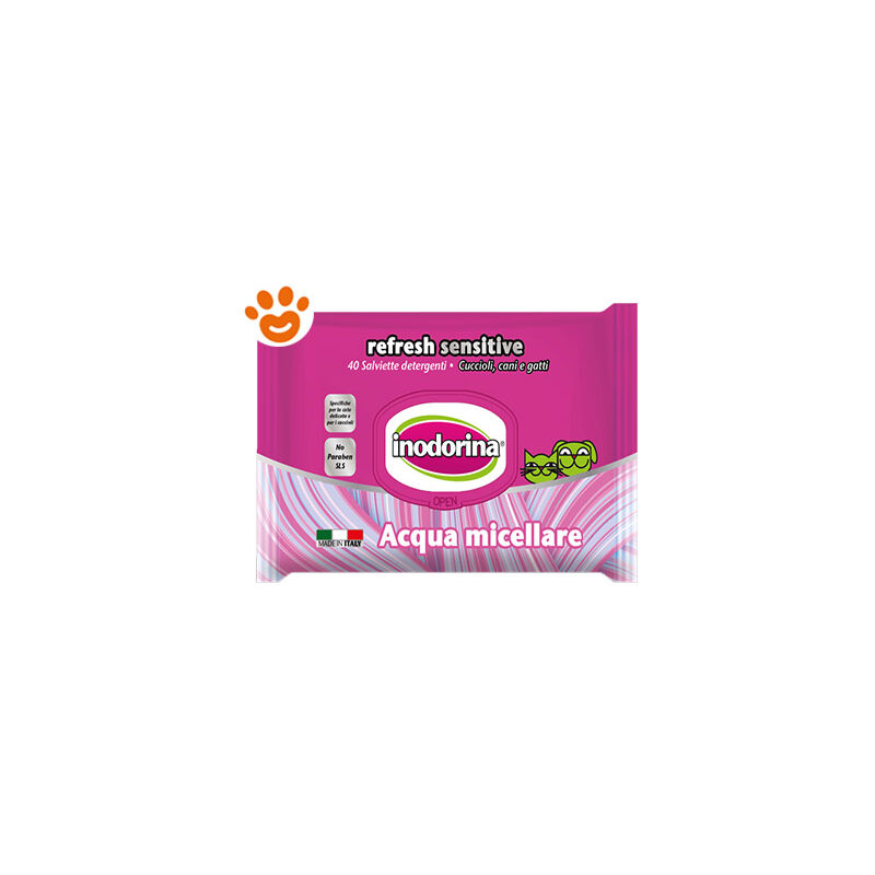 foto del prodotto inodorina dog cat refresh sensitive all acqua micellare dog cat refresh sensitive all acqua micellare 40 salviette