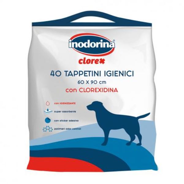 foto del prodotto inodorina tappetini assorbenti igienici per cani clorex 60x90 40 pezzi 1 ordine scegli lo sconto bzr5 bzr20 200 punti fedelt 