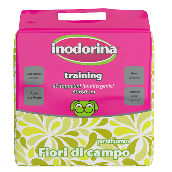 foto del prodotto inodorina tappetino igienico con sticker adesivo 60 x 60 cm 40 pz fiori di campo 1 ordine scegli lo sconto bzr5 bzr20 200 punti fedelt 