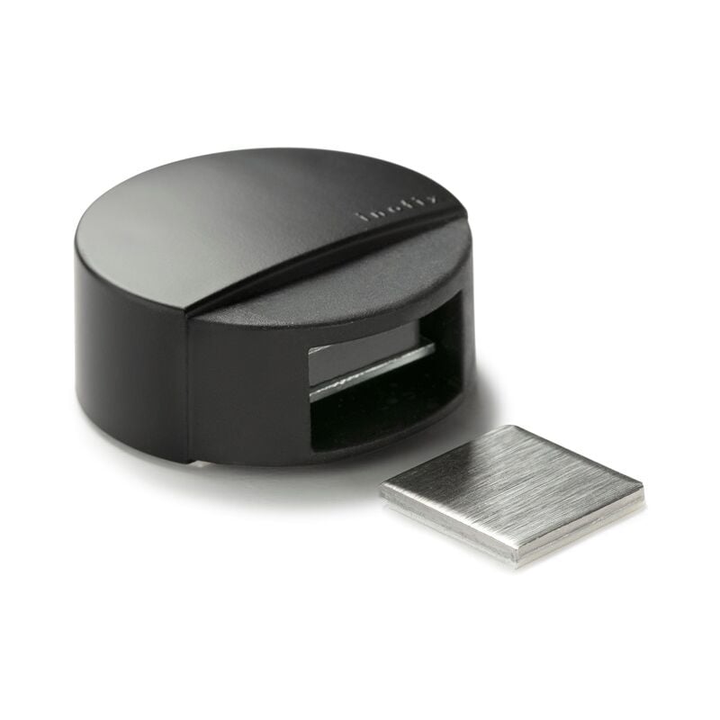 foto del prodotto inofix fermaporta adesivo e fermo magnetico nero opaco