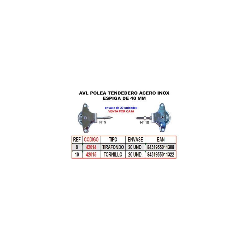 foto del prodotto inox stendibiancheria puleggia 10 puleggia in plastica da 40 mm con vite hr08gn avl