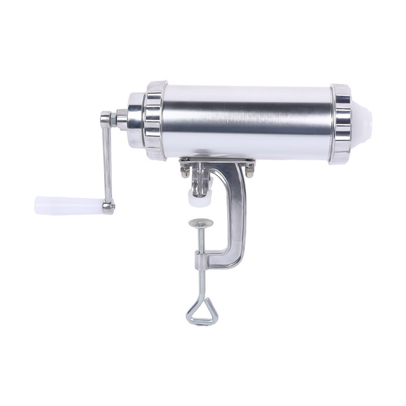 foto del prodotto insaccatrice professionale in acciaio inox quattro diversi tubi di riempimento pressa per salsicce, macchina per salsicce con riduttore argento 