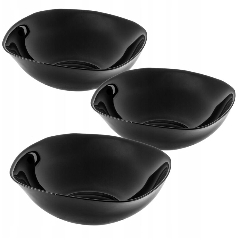 foto del prodotto insalatiera 19 cm insalatiera in vetro per zuppa nera set da tavola 3 pezzi
