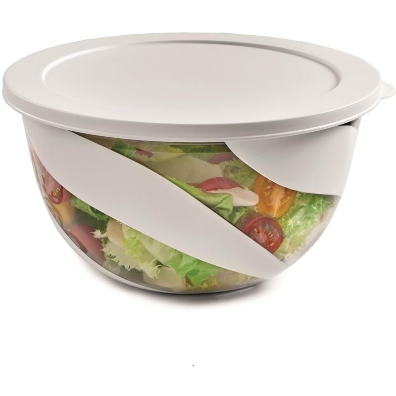 foto del prodotto insalatiera colore bianco, ciotola insalata, insaltiera con coperchio, 5 lt, made in italy, bpa free snips