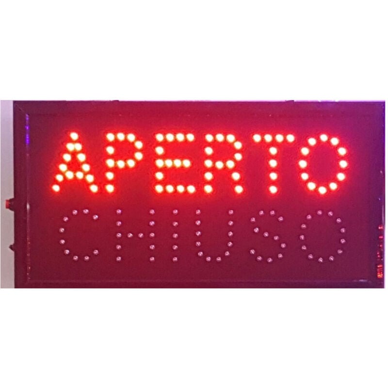 foto del prodotto insegna a led luminosa dinamica con tasto selettore aperto o chiuso 50x25 cm trade shop traesio