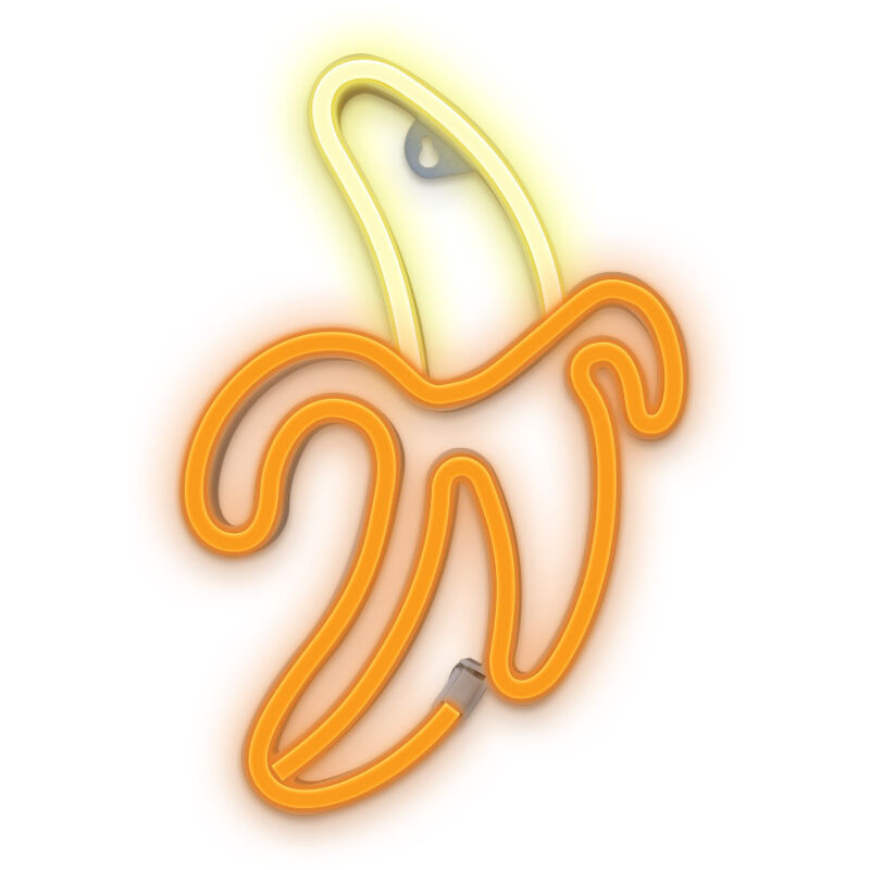 foto del prodotto insegna led de neon con batteria, usb, luce led per casa, luce notturna, banana, colore bianco e giallo