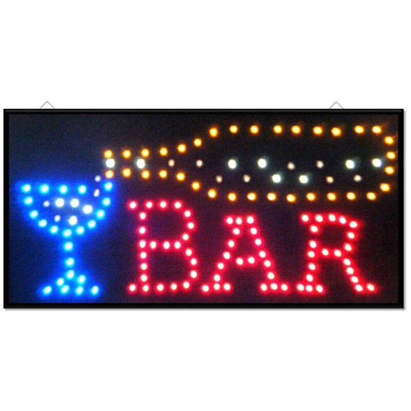 foto del prodotto insegna luminosa a led con scritta bar con ganci 50x25 cm 220v trade shop traesio