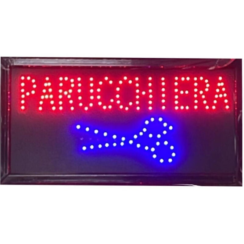 foto del prodotto insegna luminosa a led per parrucchieri salone bellezza con scritta parrucchiera trade shop traesio