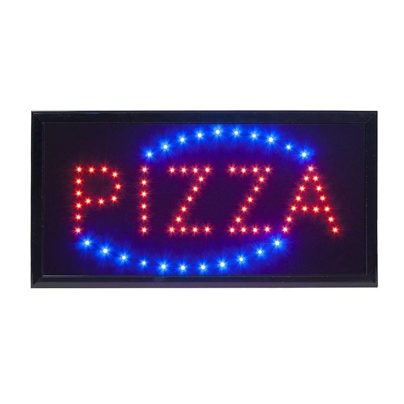 foto del prodotto insegna luminosa led pizza per muri o vetrine per bar, ristoranti, pub, negozi led lampeggianti in 4 colori adattatore 220v ac e cavo da