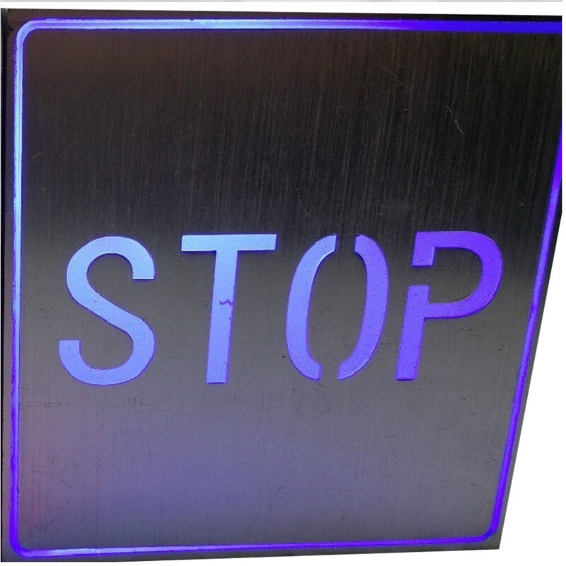 foto del prodotto insegna tabella a led con scritta testo stop luminosa luce blu da parete muro 1w - - trade shop traesio