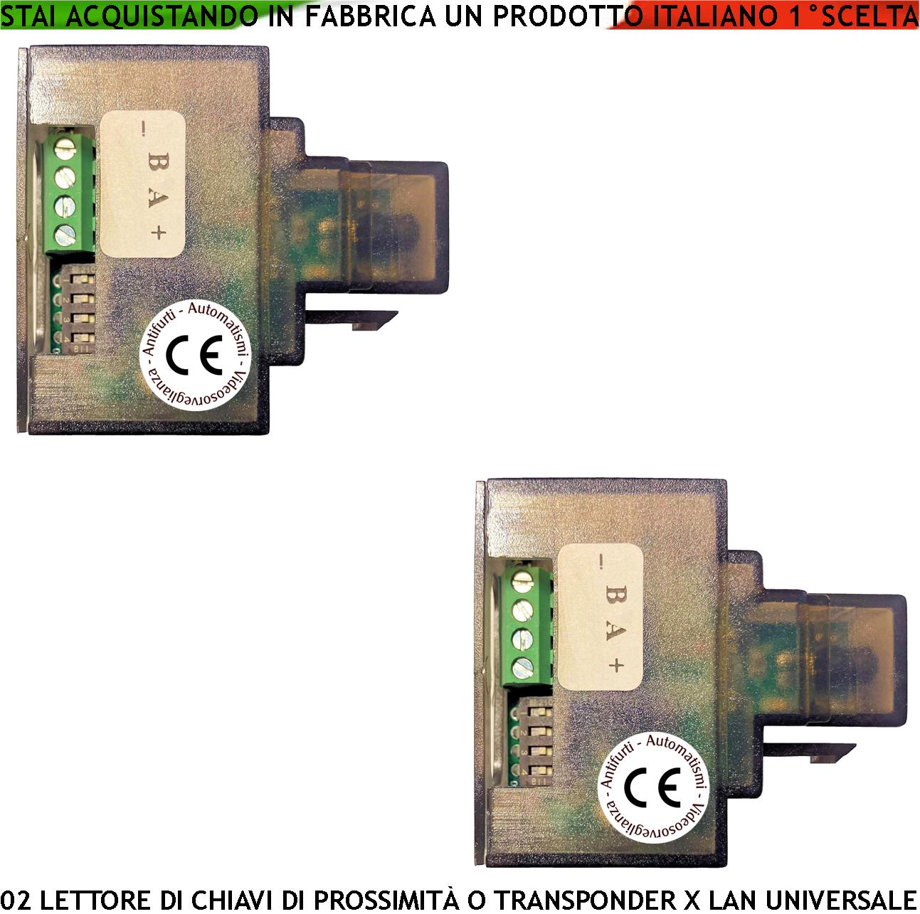 foto del prodotto inseritori 2 lettori chiavi di prossimità trasponder rifd rj45 da inserire su presa lan modulo 501-3 universale qualsiasi marca riconosce codici securvera uso aggiunta o ricambio kit chiave esistente
