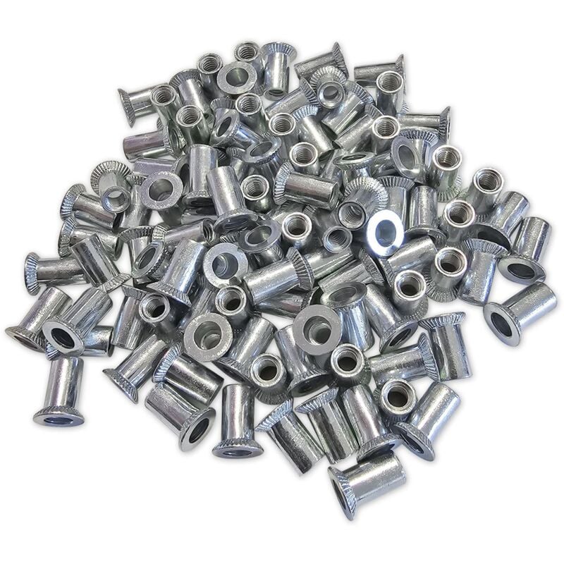 foto del prodotto inserti filettati a testa svasata da 4 mm in acciaio zincato 100 inserti 