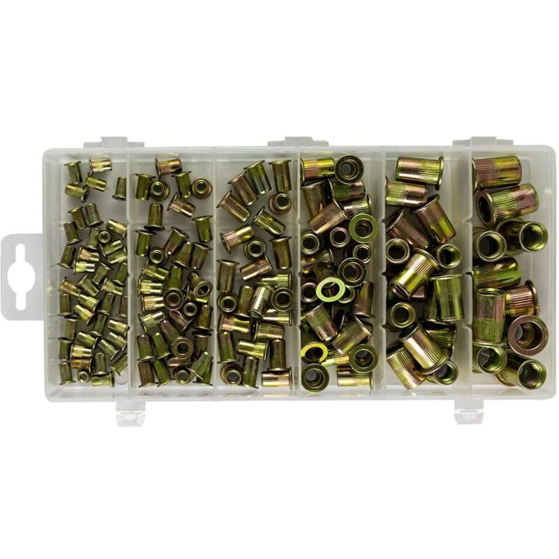 foto del prodotto inserti filettati acciaio zincato assortimento da 3 a 10 mm 150 inserti 