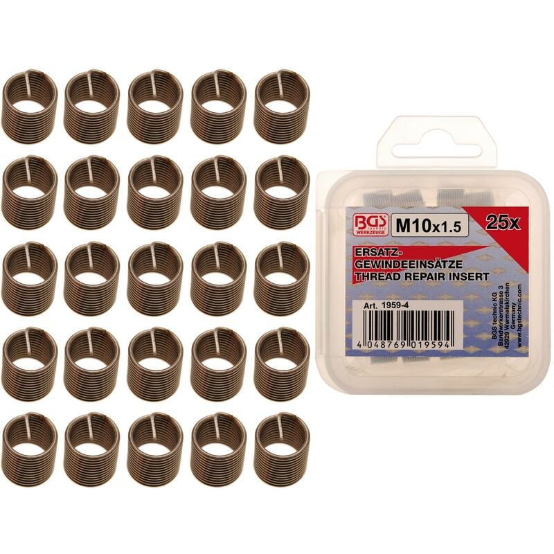 foto del prodotto inserti filettati di ricambio m10 x 1,5 mm 25 pz.