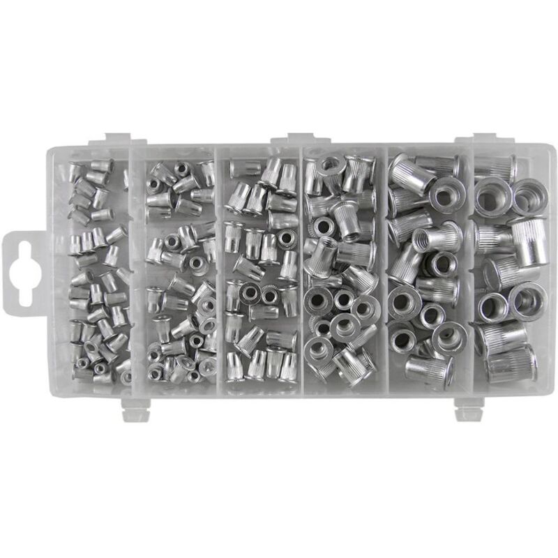 foto del prodotto inserti filettati in alluminio assortimento da 3 a 10 mm 150 inserti 
