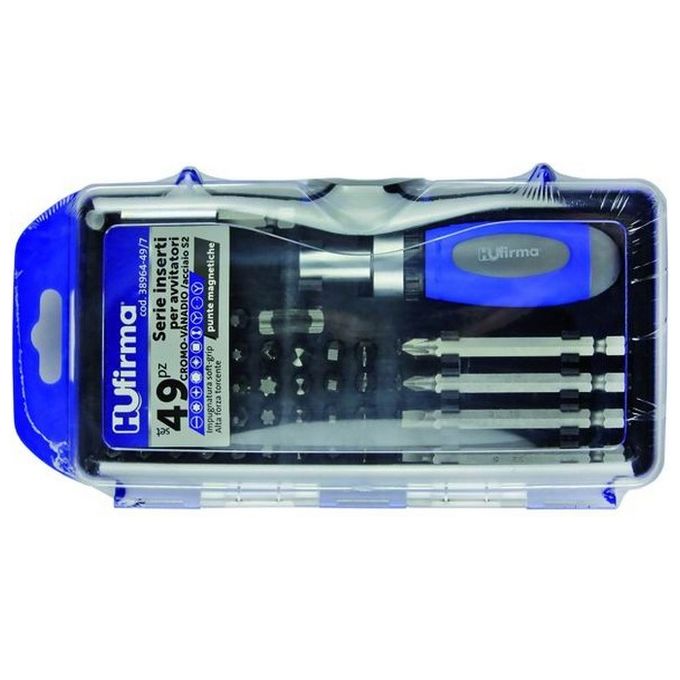 foto del prodotto inserti per avvitatori hu firma cromo vanadio con cacciavite cricchetto set 49pz