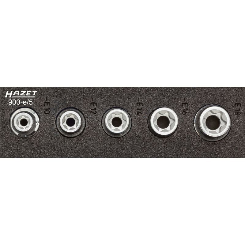foto del prodotto inserto chiave a bussola 900 e 5 attacco quadro, cavo, 1 2 di pollice 12,5 mm profilo esterno torx 5 pezzi e10 e18