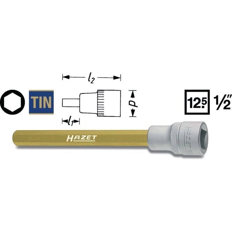 foto del prodotto inserto chiave a bussola per giraviti 986 12 attacco quadro, cavo, 1 2 di pollice 12,5 mm profilo esagonale interno ac 12 mm